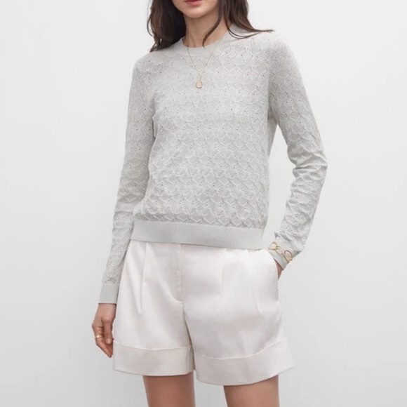 Club Monaco Sweaters - Club monaco Pointelle Stitch Crew Sweater Color: Metal Size Medium